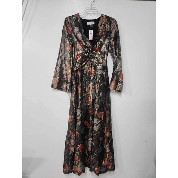 Anthropologie Caballero Deep V-Neck Maxi Dress Size XS. B-2 - Picture 9 of 12